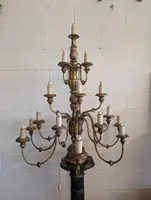 Antique fifteen-light church candelabrum made of gilded wood – Tuscany, late 18th century.