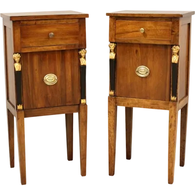 Pair of antique Directoire-style nightstands in walnut, Italy, 18th century