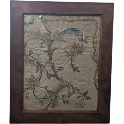 Antique embroidered silk fabric – Italy, 18th century