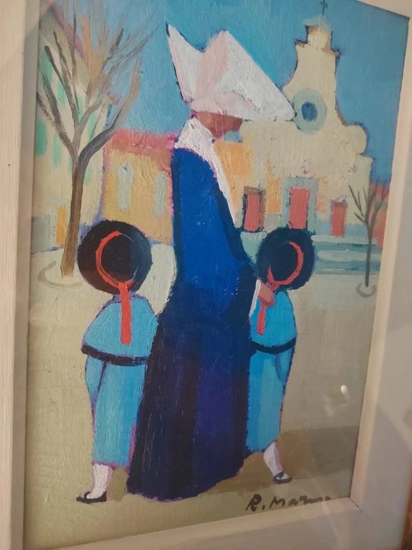 Dipinto Olio Cartone Telato Rodolfo Marma " Le Monachine " S.Spirito