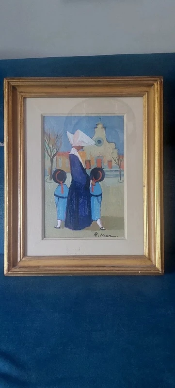 Dipinto Olio Cartone Telato Rodolfo Marma " Le Monachine " S.Spirito
