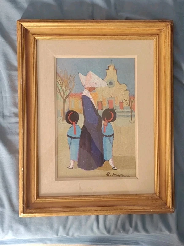Dipinto Olio Cartone Telato Rodolfo Marma " Le Monachine " S.Spirito