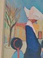 Dipinto Olio Cartone Telato Rodolfo Marma " Le Monachine " S.Spirito
