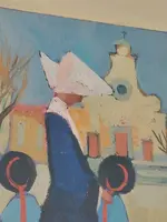 Dipinto Olio Cartone Telato Rodolfo Marma " Le Monachine " S.Spirito