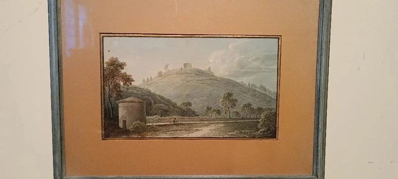 Aquarelle ancienne sur papier datant du début du XIXe siècle – paysage
