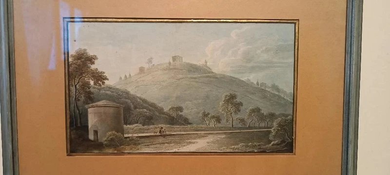 Aquarelle ancienne sur papier datant du début du XIXe siècle – paysage