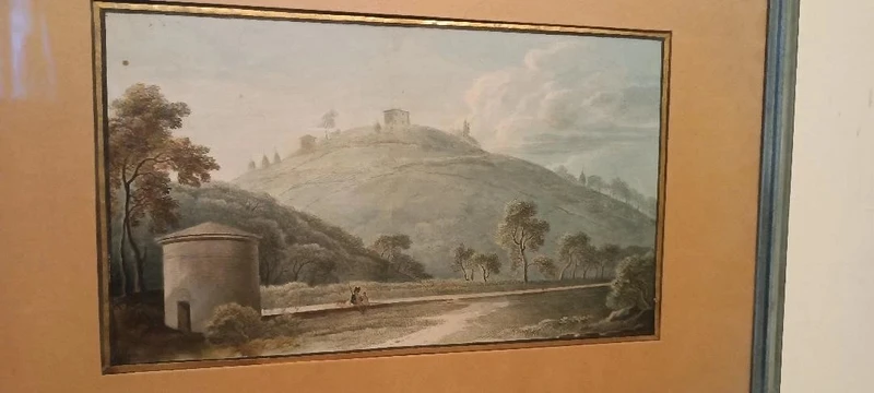 Aquarelle ancienne sur papier datant du début du XIXe siècle – paysage