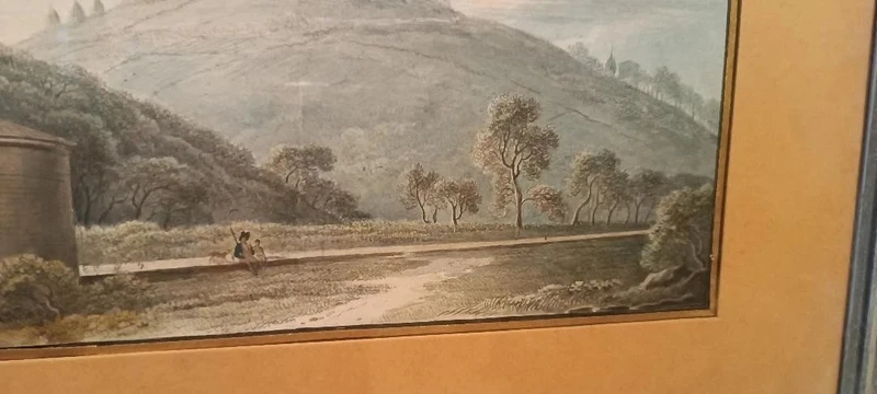 Aquarelle ancienne sur papier datant du début du XIXe siècle – paysage