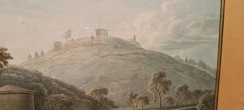 Aquarelle ancienne sur papier datant du début du XIXe siècle – paysage