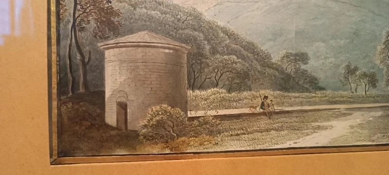 Aquarelle ancienne sur papier datant du début du XIXe siècle – paysage