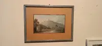 Aquarelle ancienne sur papier datant du début du XIXe siècle – paysage