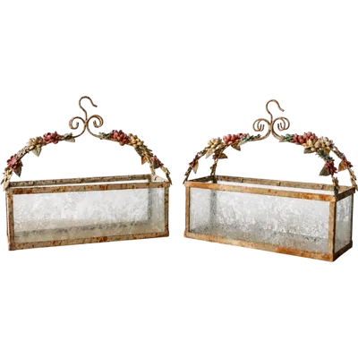 Pair of wrought-iron and glass planters, Ligurian Riviera, 1950s