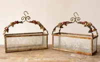Pair of wrought-iron and glass planters, Ligurian Riviera, 1950s