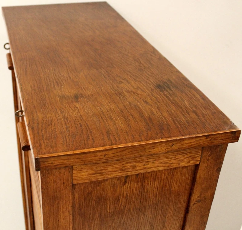 Ancien classeur à volets coulissants pour archives, en chêne