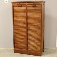 Ancien classeur à volets coulissants pour archives, en chêne