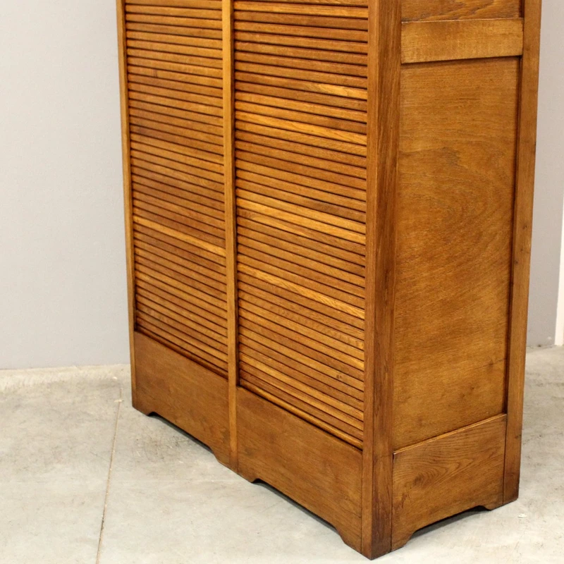 Antique oak filing cabinet with sliding doors