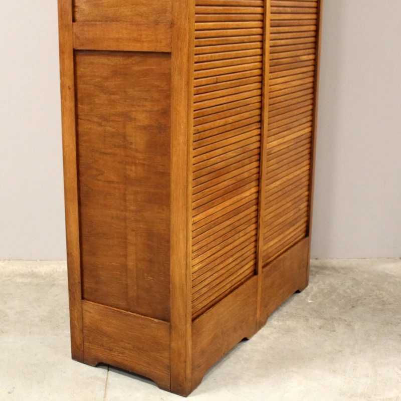 Antique oak filing cabinet with sliding doors