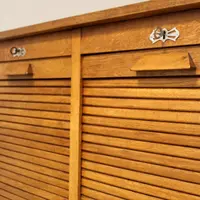 Antique oak filing cabinet with sliding doors