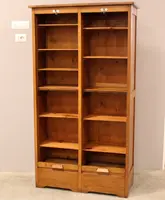 Antique oak filing cabinet with sliding doors