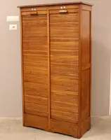 Antique oak filing cabinet with sliding doors