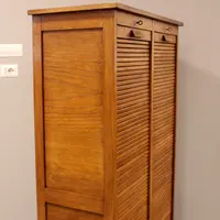 Antique oak filing cabinet with sliding doors