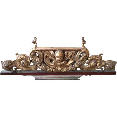 Grande frise ancienne en bois doré et sculpté, XIXe siècle