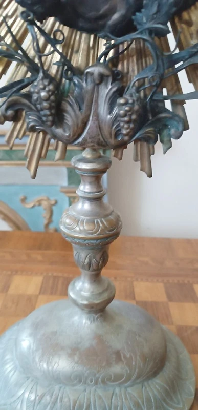 Ostensoir ancien en métal argenté et en partie en argent, H. 53 cm