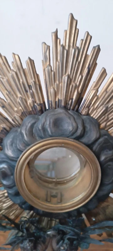Ostensoir ancien en métal argenté et en partie en argent, H. 53 cm
