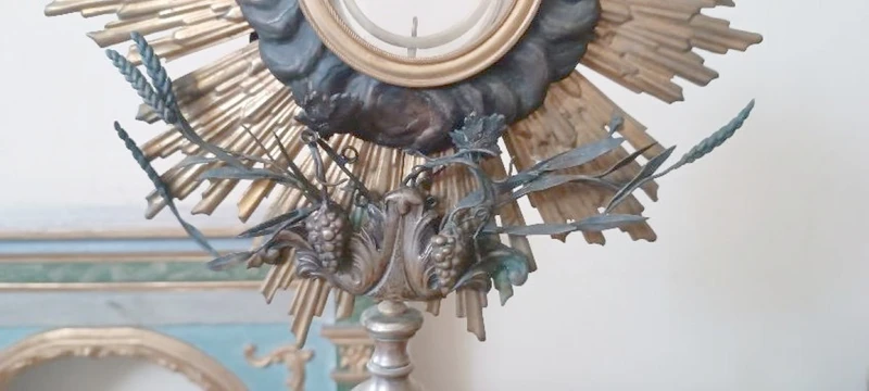 Ostensoir ancien en métal argenté et en partie en argent, H. 53 cm