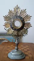 Ostensoir ancien en métal argenté et en partie en argent, H. 53 cm