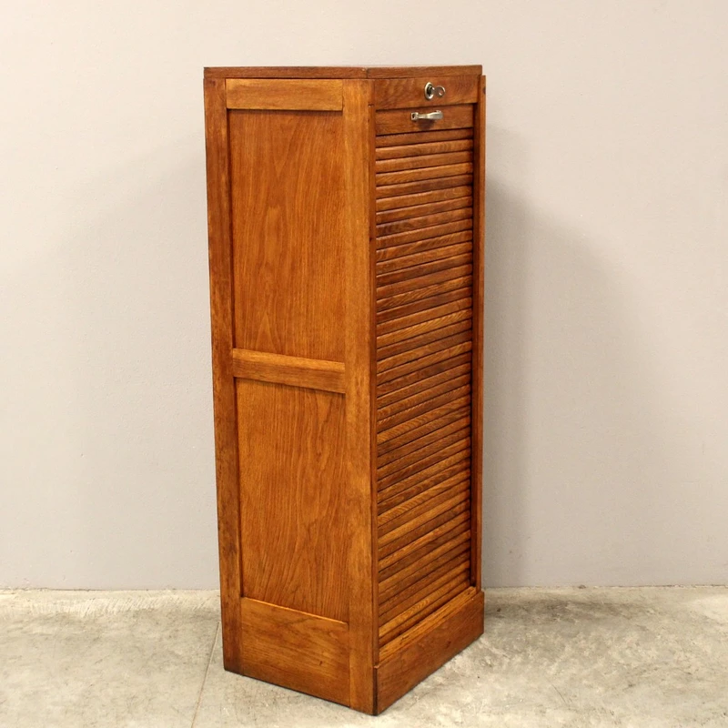 Antico classificatore serranda archivio schedario in rovere