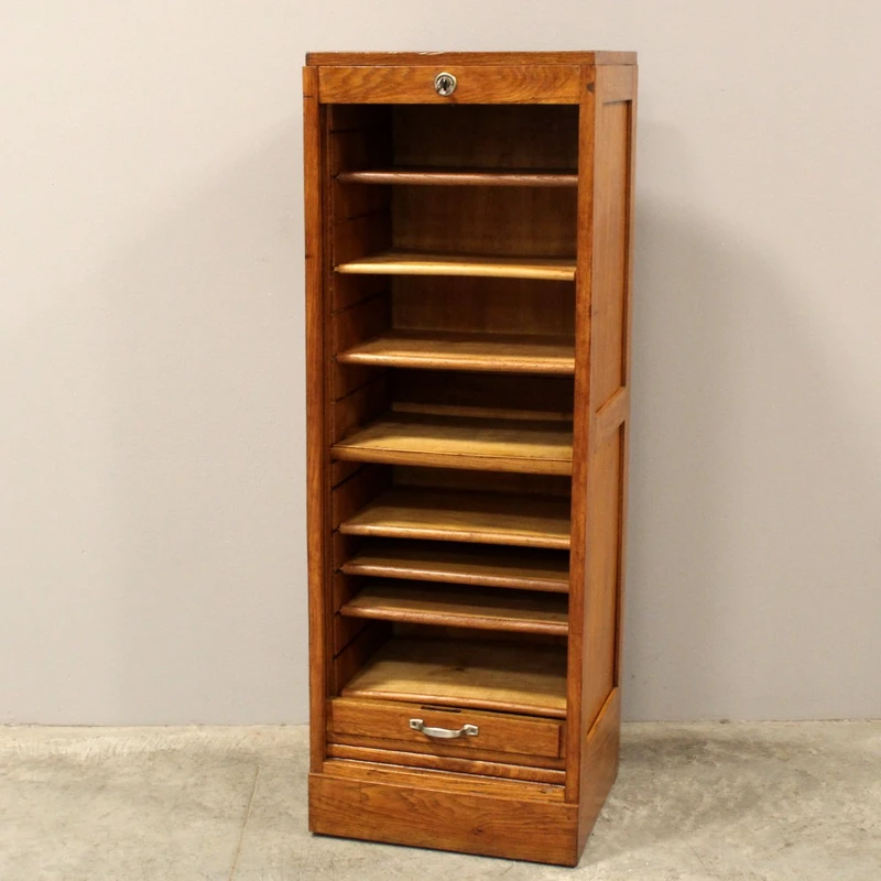 Antico classificatore serranda archivio schedario in rovere