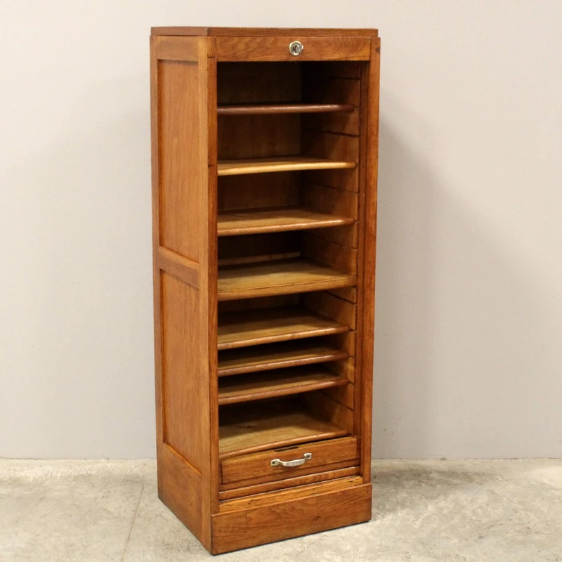 Antico classificatore serranda archivio schedario in rovere