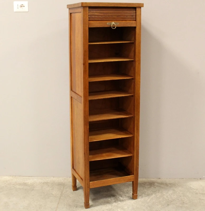 Antico classificatore serranda archivio schedario in rovere