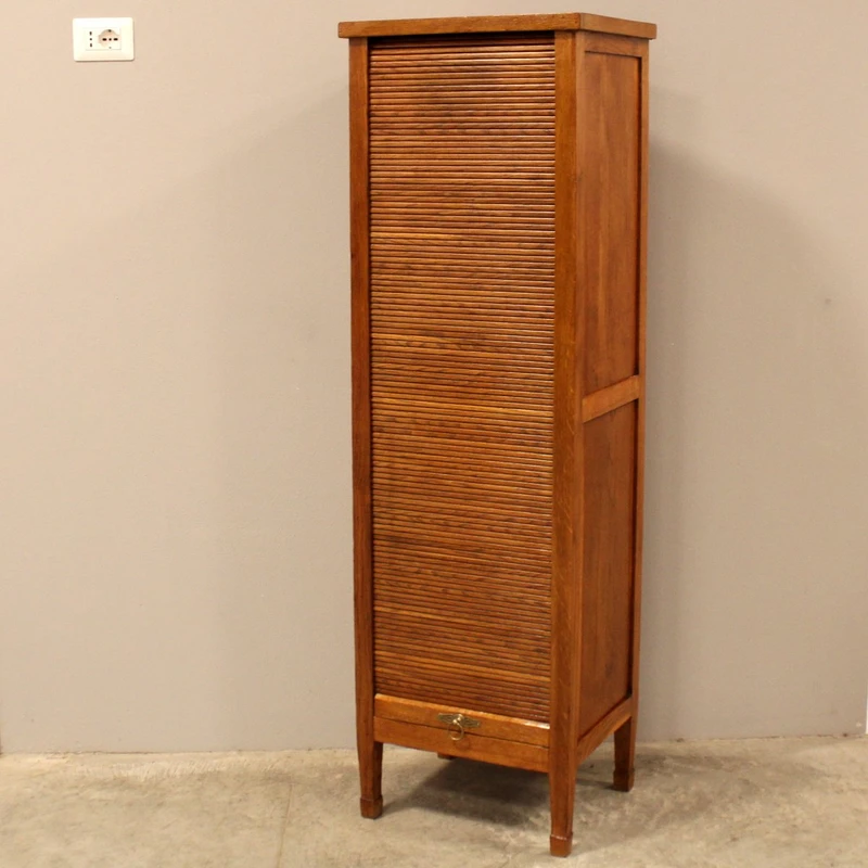 Antico classificatore serranda archivio schedario in rovere