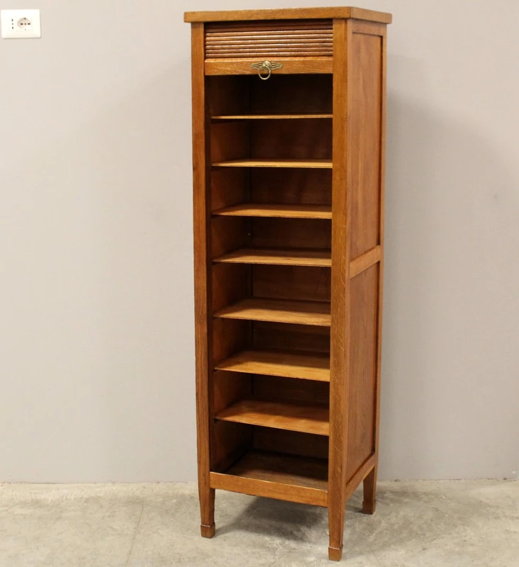 Antico classificatore serranda archivio schedario in rovere
