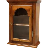 19th-century walnut wall-mounted glass display cabinet