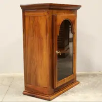 19th-century walnut wall-mounted glass display cabinet