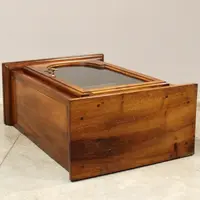19th-century walnut wall-mounted glass display cabinet