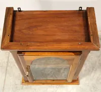 19th-century walnut wall-mounted glass display cabinet