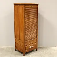 Ancien classeur à volets coulissants pour archives, en chêne