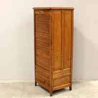 Ancien classeur à volets coulissants pour archives, en chêne