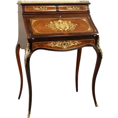 Antica ribaltina ribalta scrittoio Napoleone III intarsiata 19°secolo
