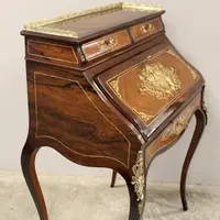 Antica ribaltina ribalta scrittoio Napoleone III intarsiata 19°secolo