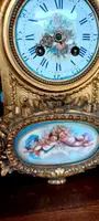 Antico Orologio Da Tavolo Bronzo Dorato porcellana sevres Francia Fine 800