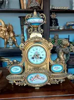 Antico Orologio Da Tavolo Bronzo Dorato porcellana sevres Francia Fine 800