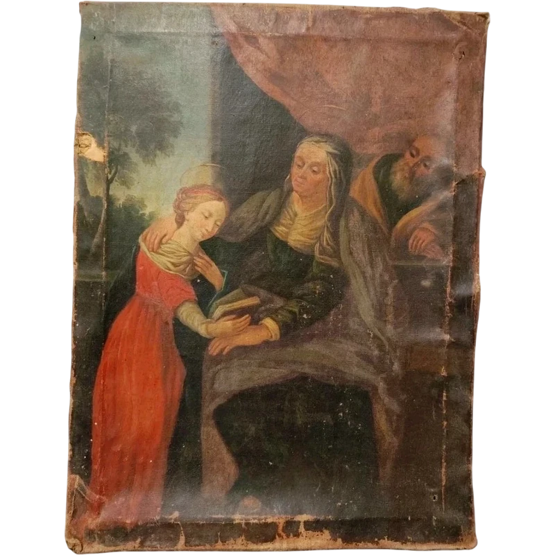 17TH-CENTURY PAINTING ON CANVAS: THE EDUCATION OF THE VIRGIN