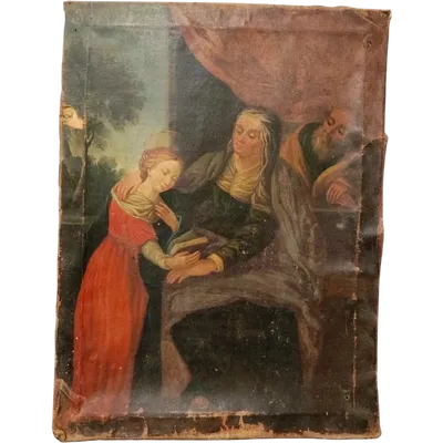 DIPINTO SU TELA XVII SECOLO EDUCAZIONE DELLA VERGINE