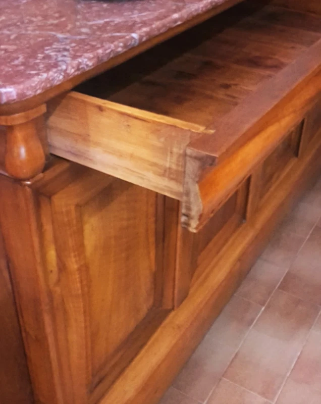 Four-door sideboard with marble