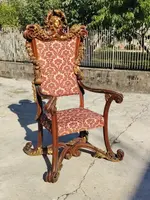 Large, carved Baroque ceremonial throne from the 19th century